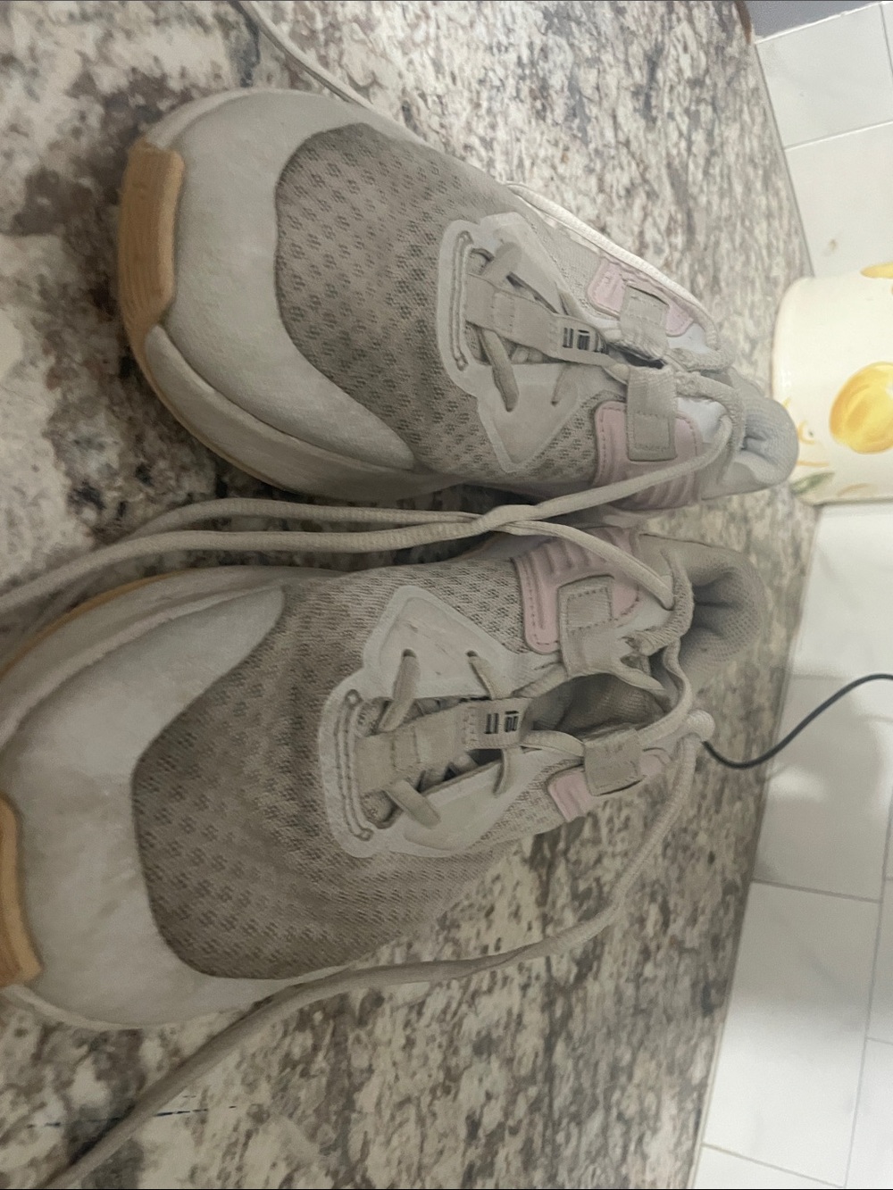 Nike Women's Light Gray and Pale Pink Running Sneakers